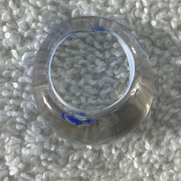Vintage Art Glass Handmade Blue Band Ring - Picture 2 of 12